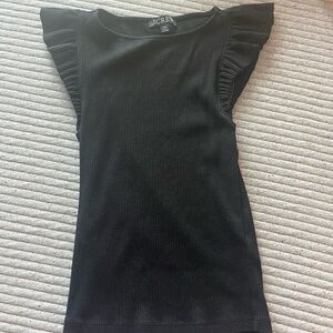 J. Crew Black Flutter Sleeve Blouse